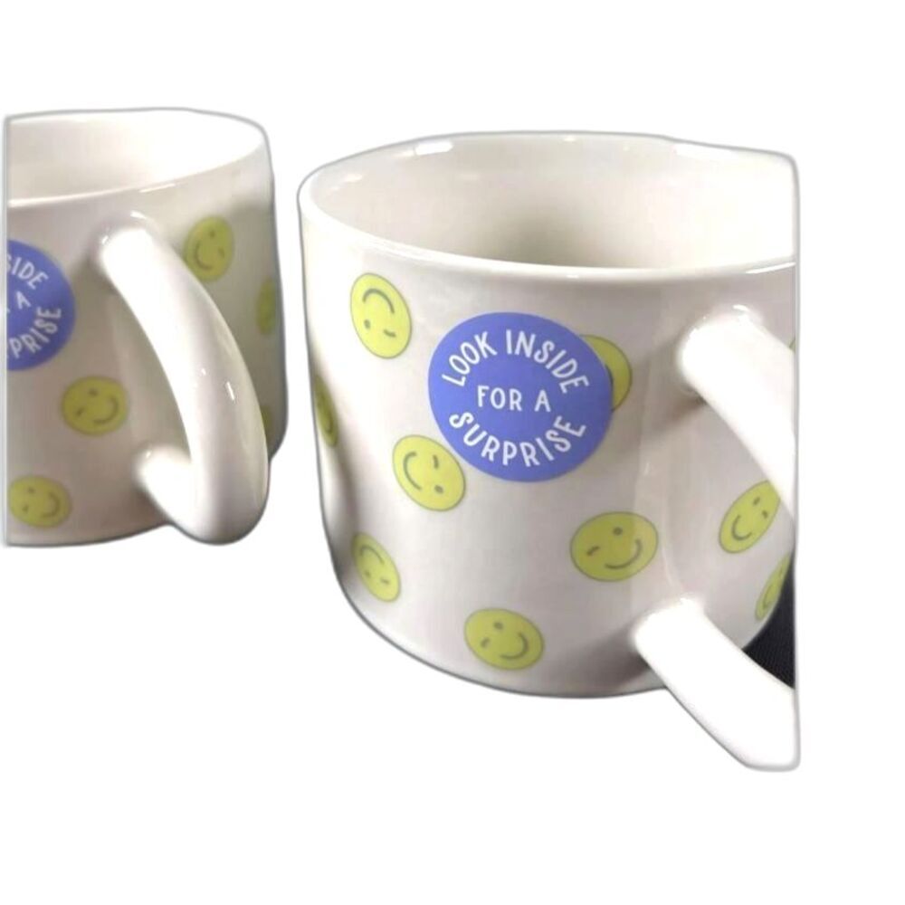 Set of Two Room Essentials Winky Face Stoneware Mugs | NWT